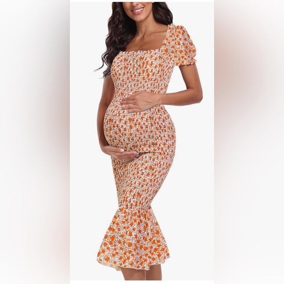 Floral Maternity Off Shoulder Bodycon Dress - Picture 1 of 2